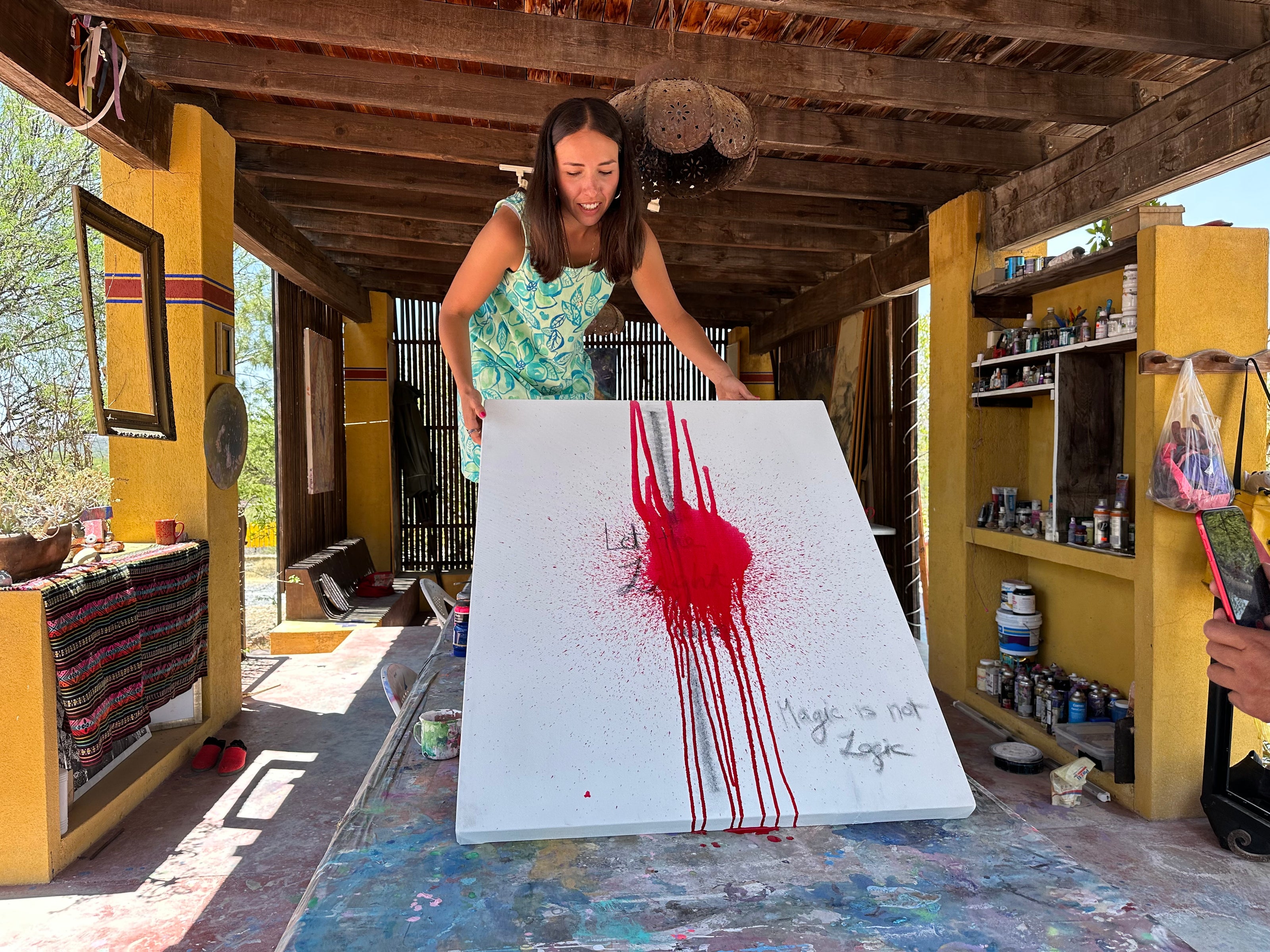 Art_Mexican_Alexandra_Schurmann_Belendez_The_Process_Magic_is_not_Logic_running_red_birdview_with_artist